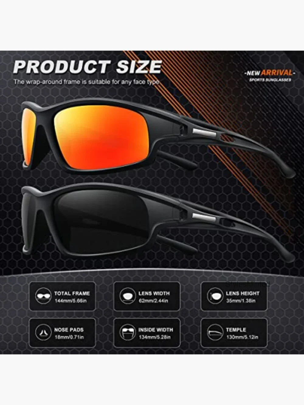 Polarized Sports Sunglasses 100% UV Protection Wrap Around Unbreakable Men
